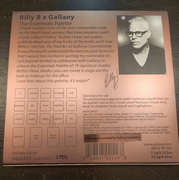 NWT Billy B x Gallany "The Essentials" Eyeshadow Palette - Picture 4 of 6